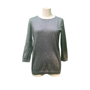 Talbots Petites Silver Metallic Pullover Sweater Size S/P
